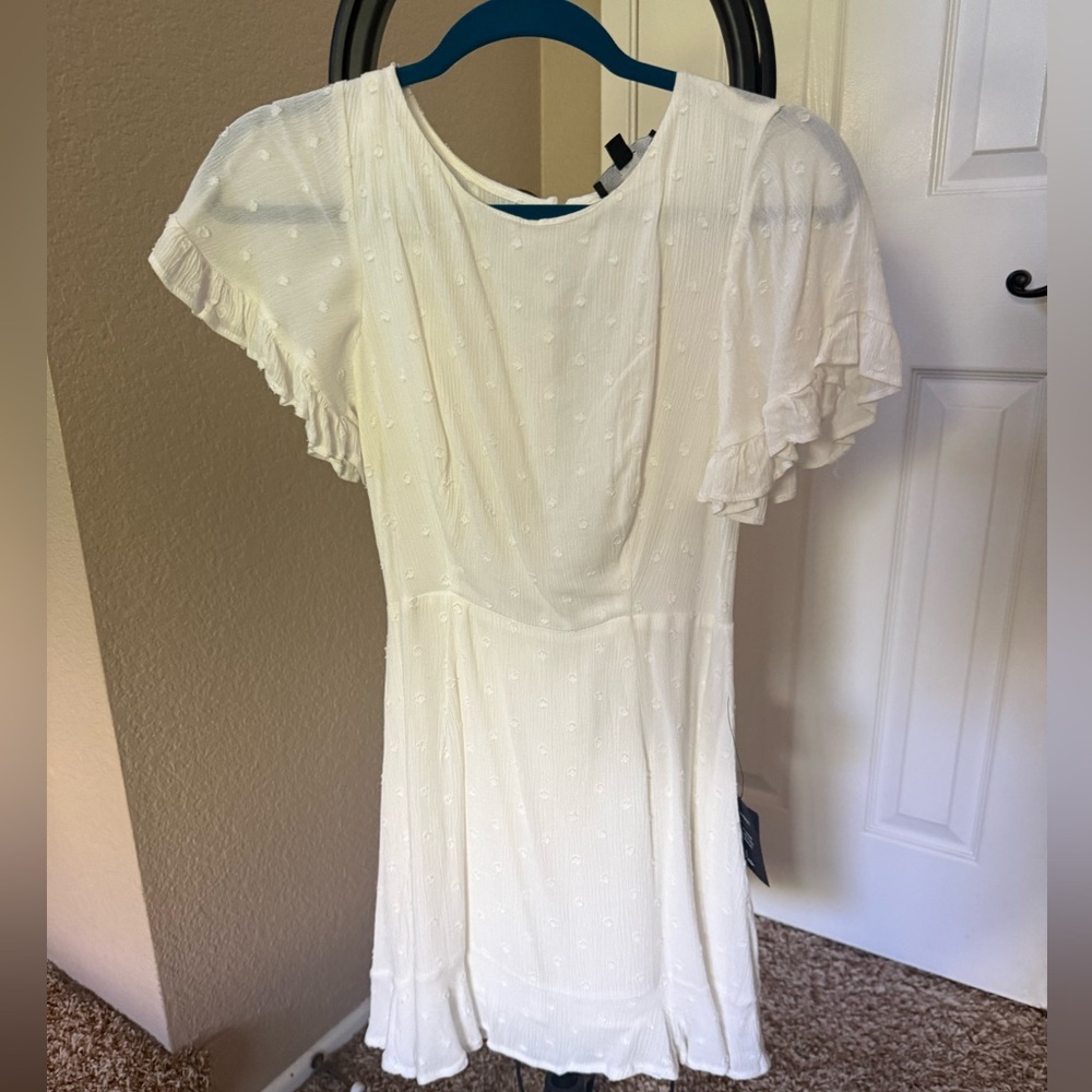 Lulu's Ivory Textured Ruffle Dress